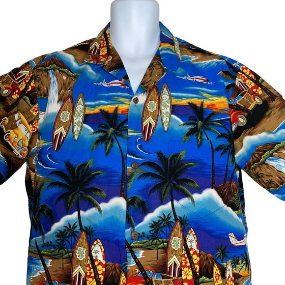 Vintage Royal Creations Hawaii Bright Car Surfboard Aloha Beach Shirt Men's XL - Picture 2 of 10